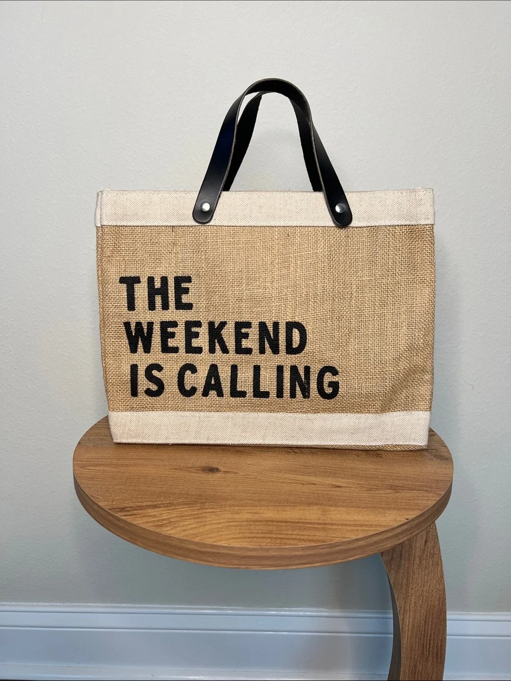 Santa Barbara Design Studios Weekend Canvas Tote Bag in Tan with Black Handles
